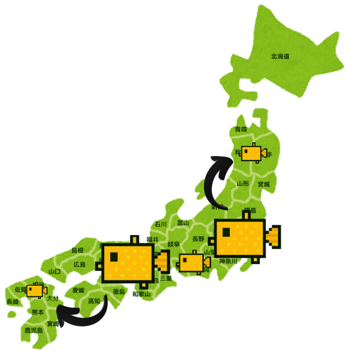 ハコセンターの対応エリアマップ（大阪・東京拠点）